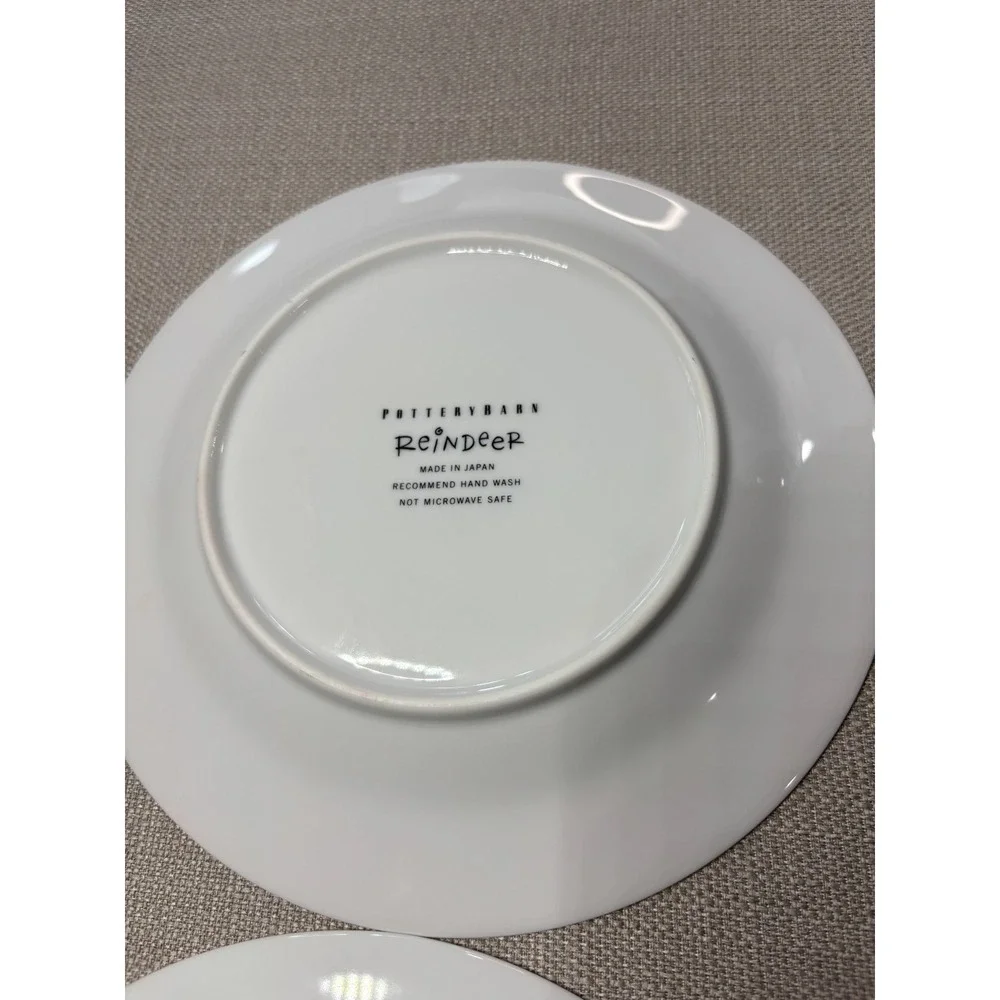 RETIRED Pottery Barn Reindeer Dessert Plates 8.5